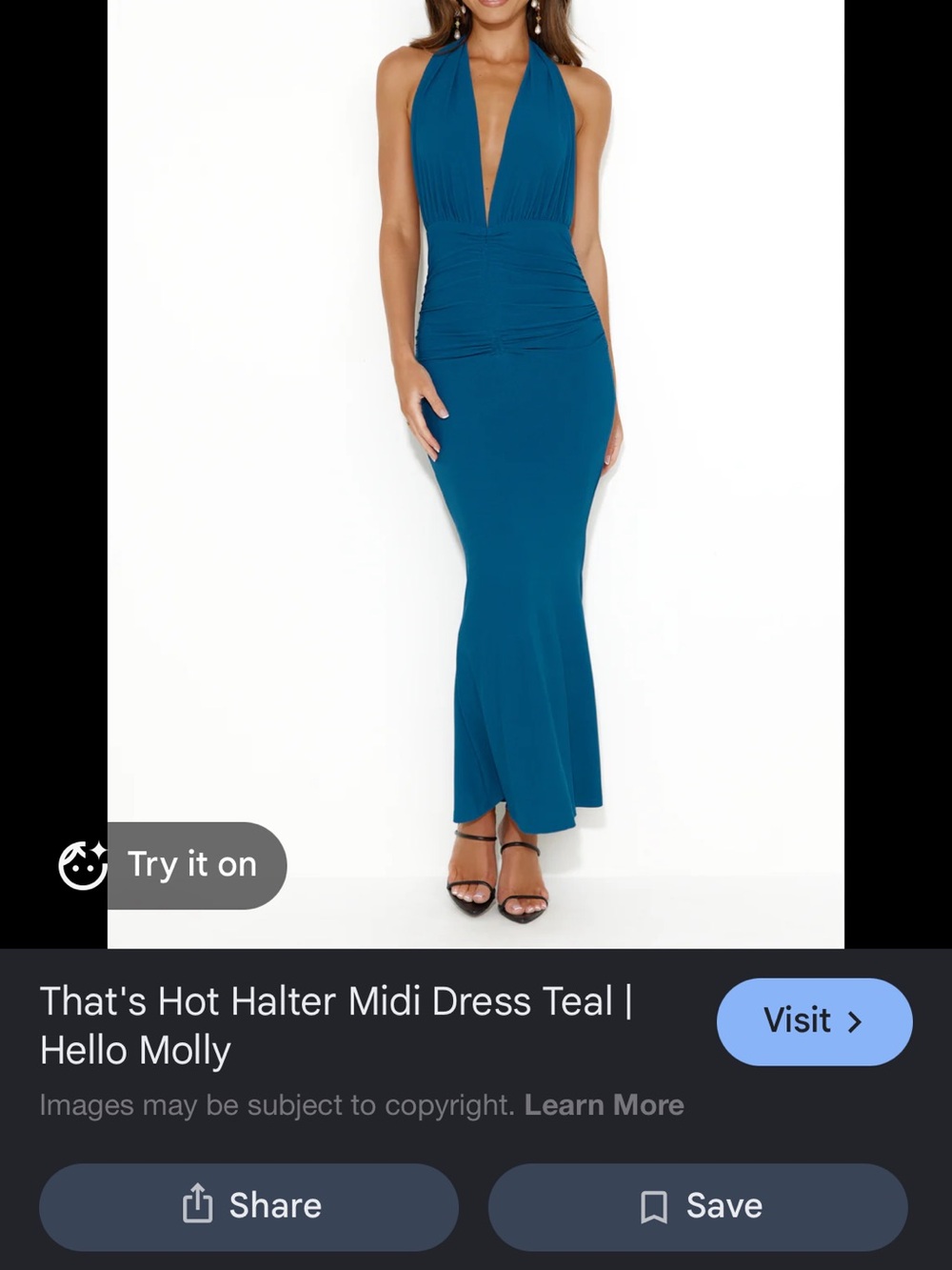 Hello Molly Deep Teal Halter Ruched Maxi Dress